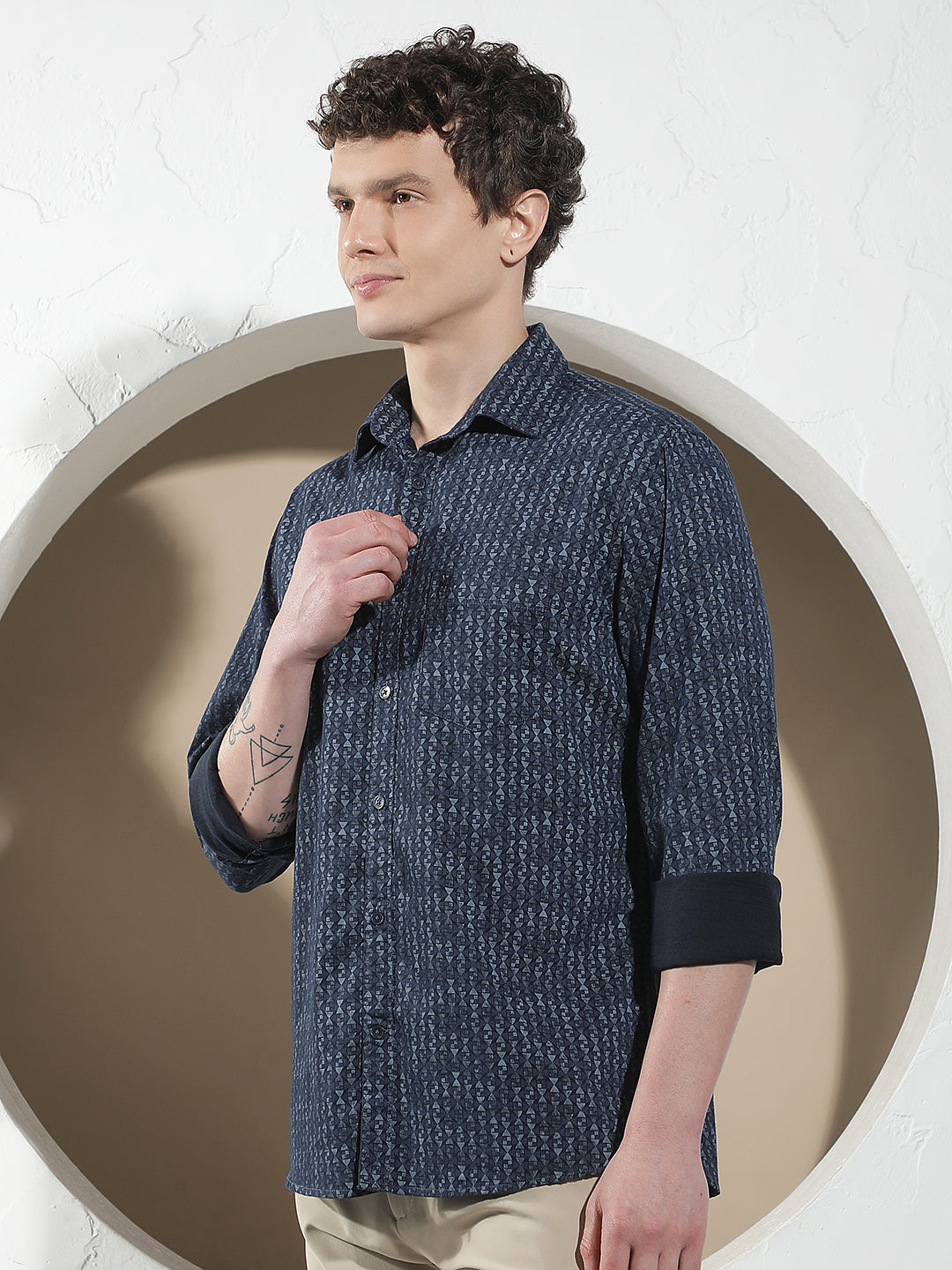 Navy Blue Printed Shirt