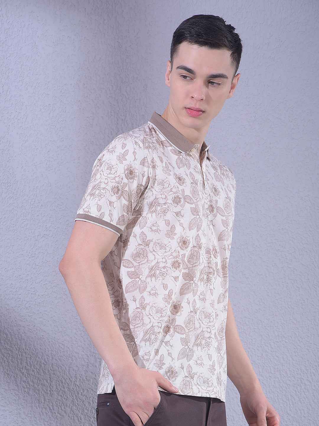 Brown Floral Print T-Shirt