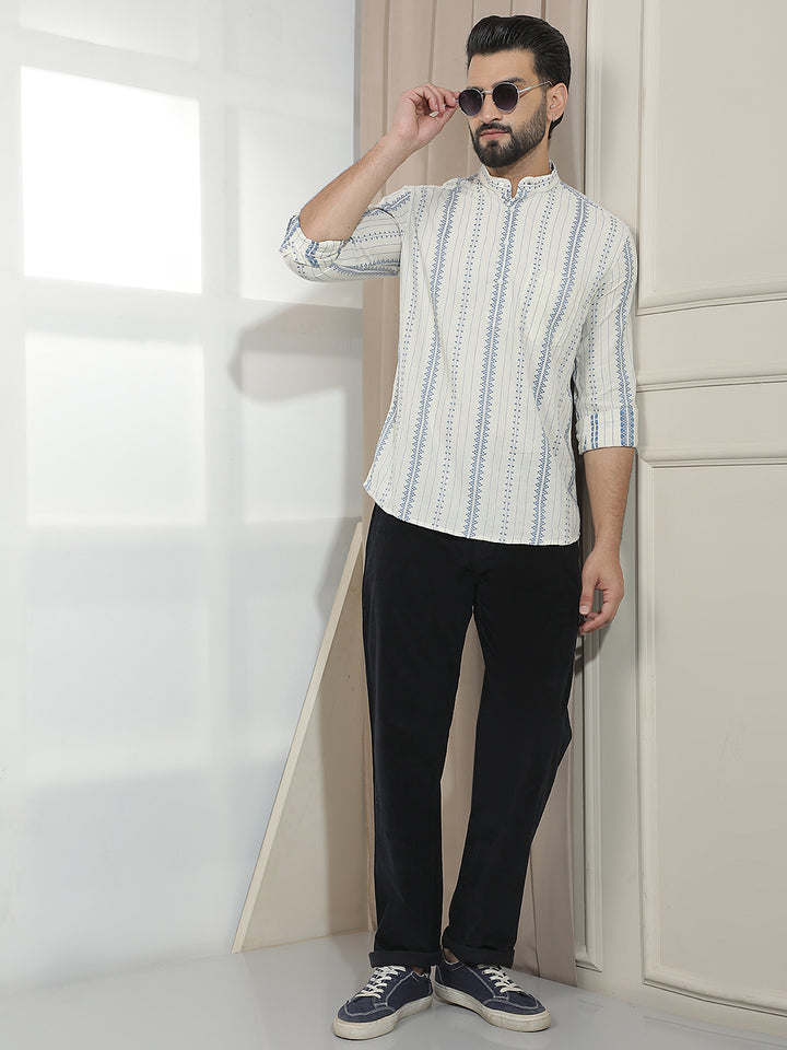 Navy Blue Straight Corduroy Trousers