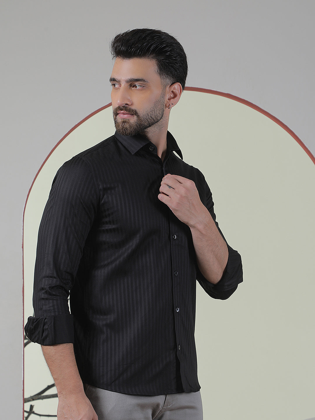 100% Cotton Black Horizontal Stripes Shirt