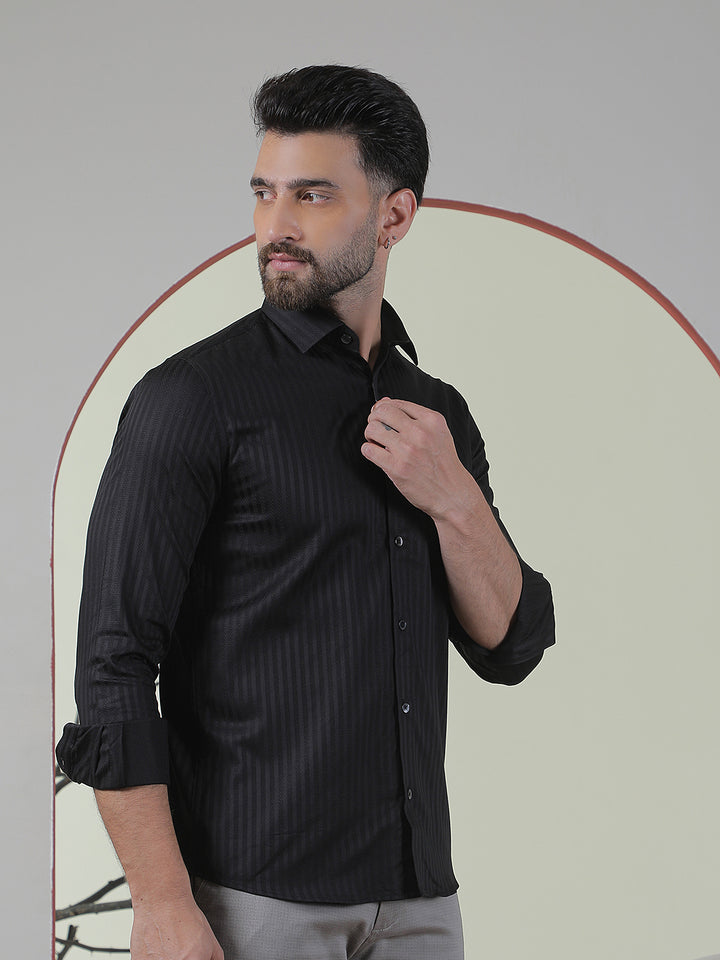 100% Cotton Black Horizontal Stripes Shirt