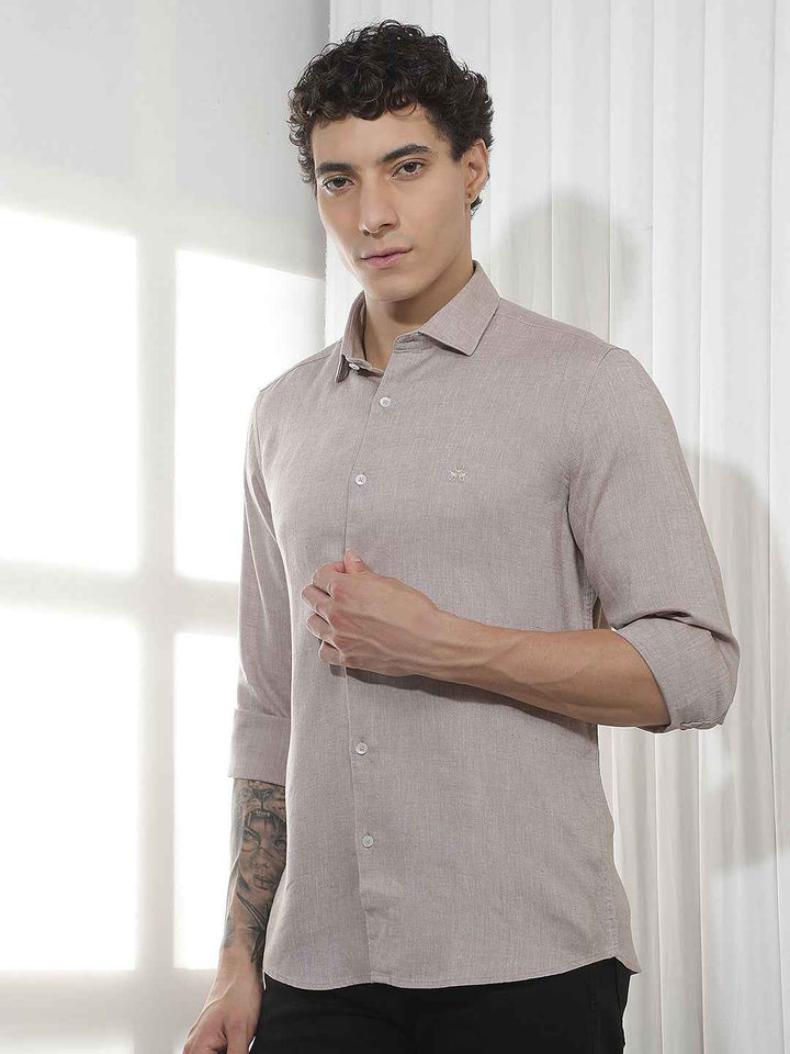 Brown Casual Linen Shirt