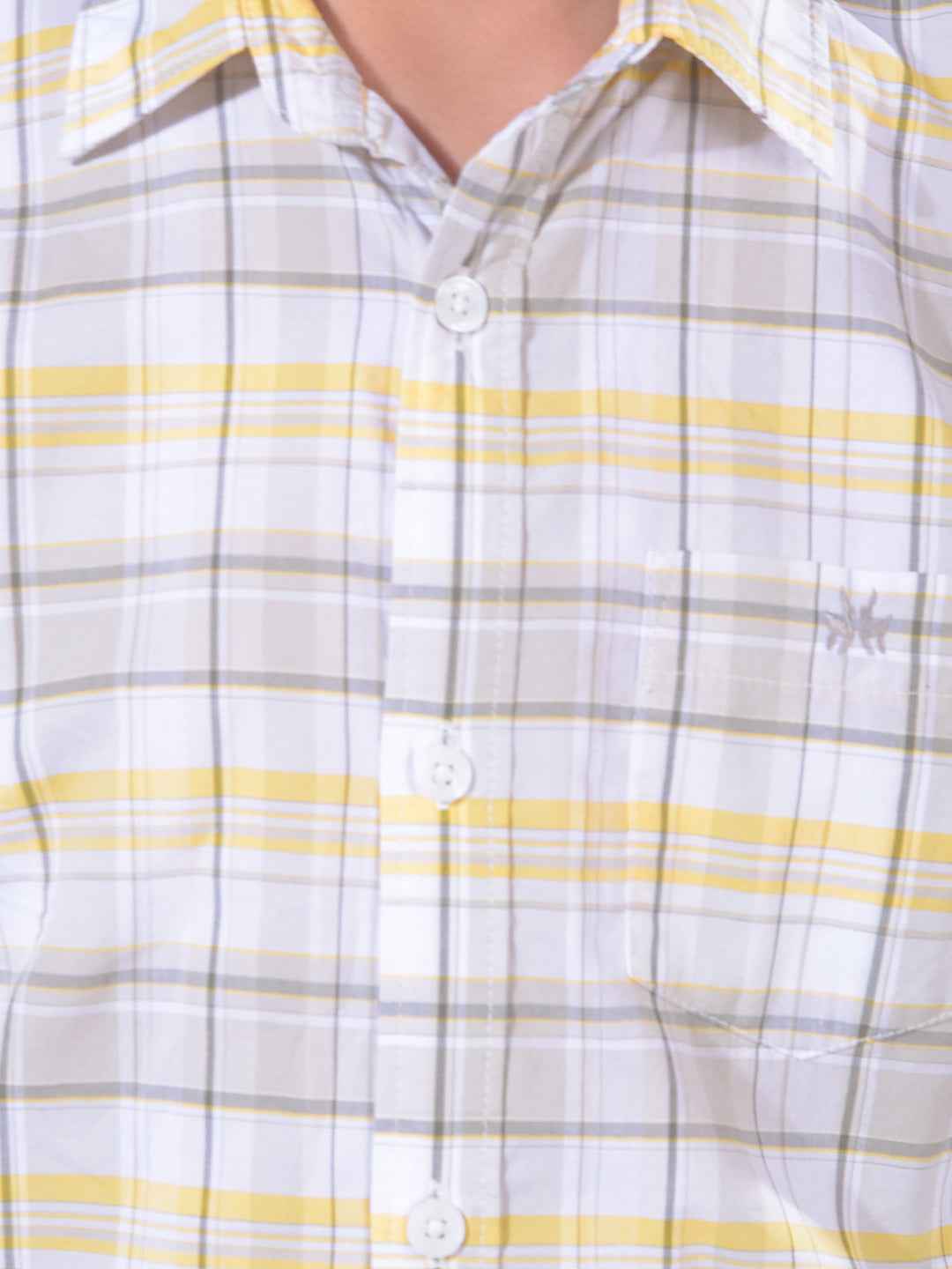 Yellow Checked 100% Cotton Shirt