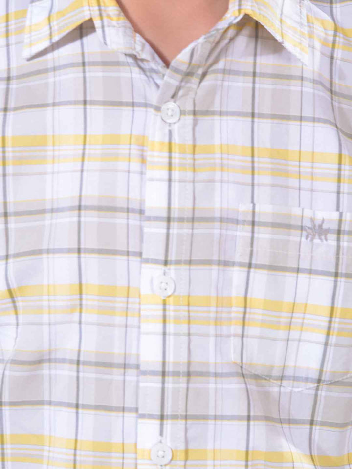 Yellow Checked 100% Cotton Shirt