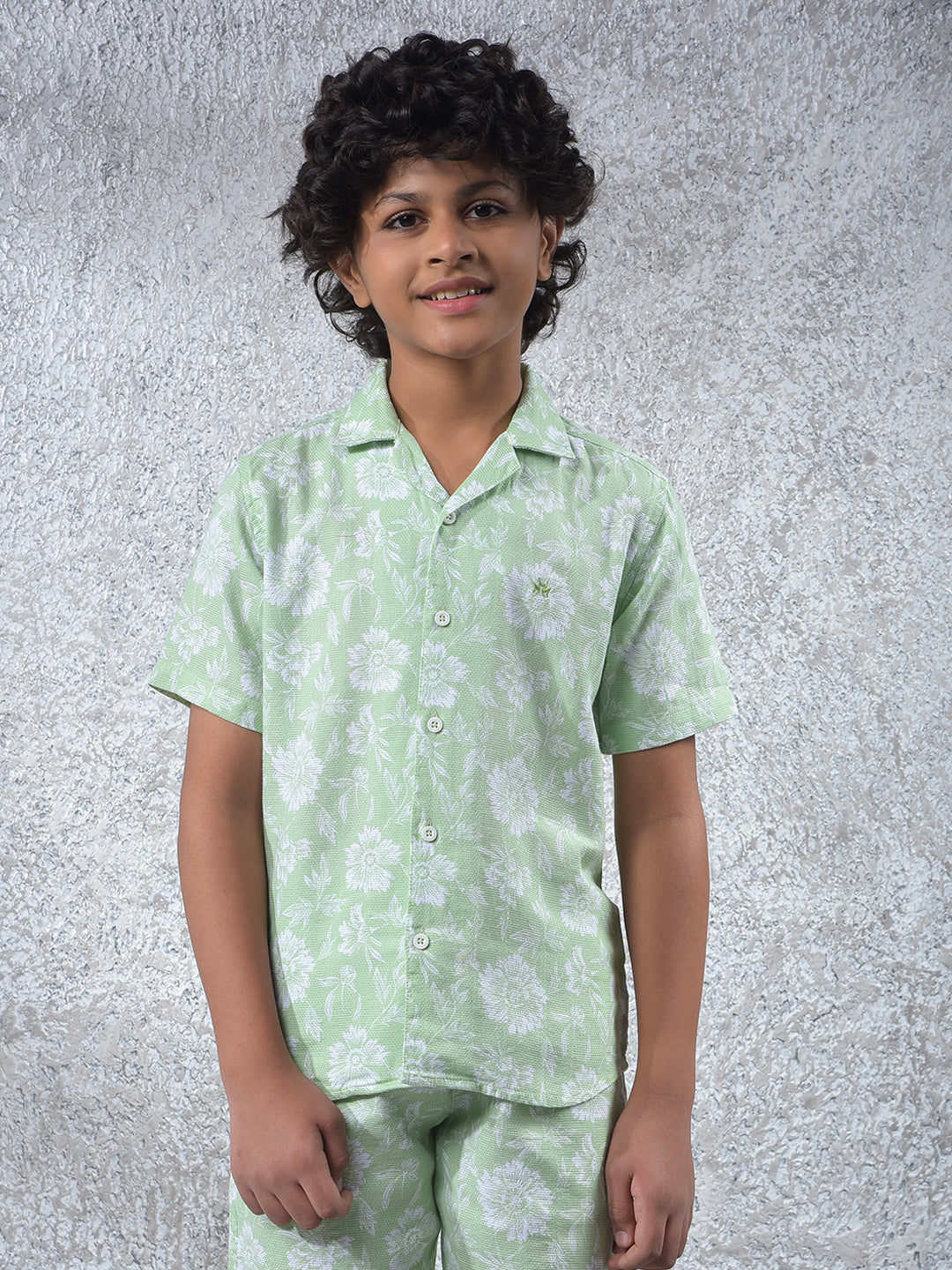 Multi-Color Typographic Print 100% Cotton Cuban Collar Shirt-Boys Shirts-Crimsoune Club