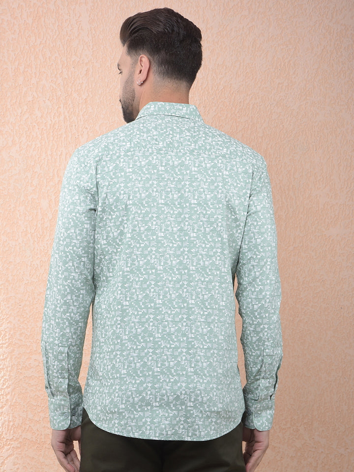 Green Printed 100% Cotton Shirt