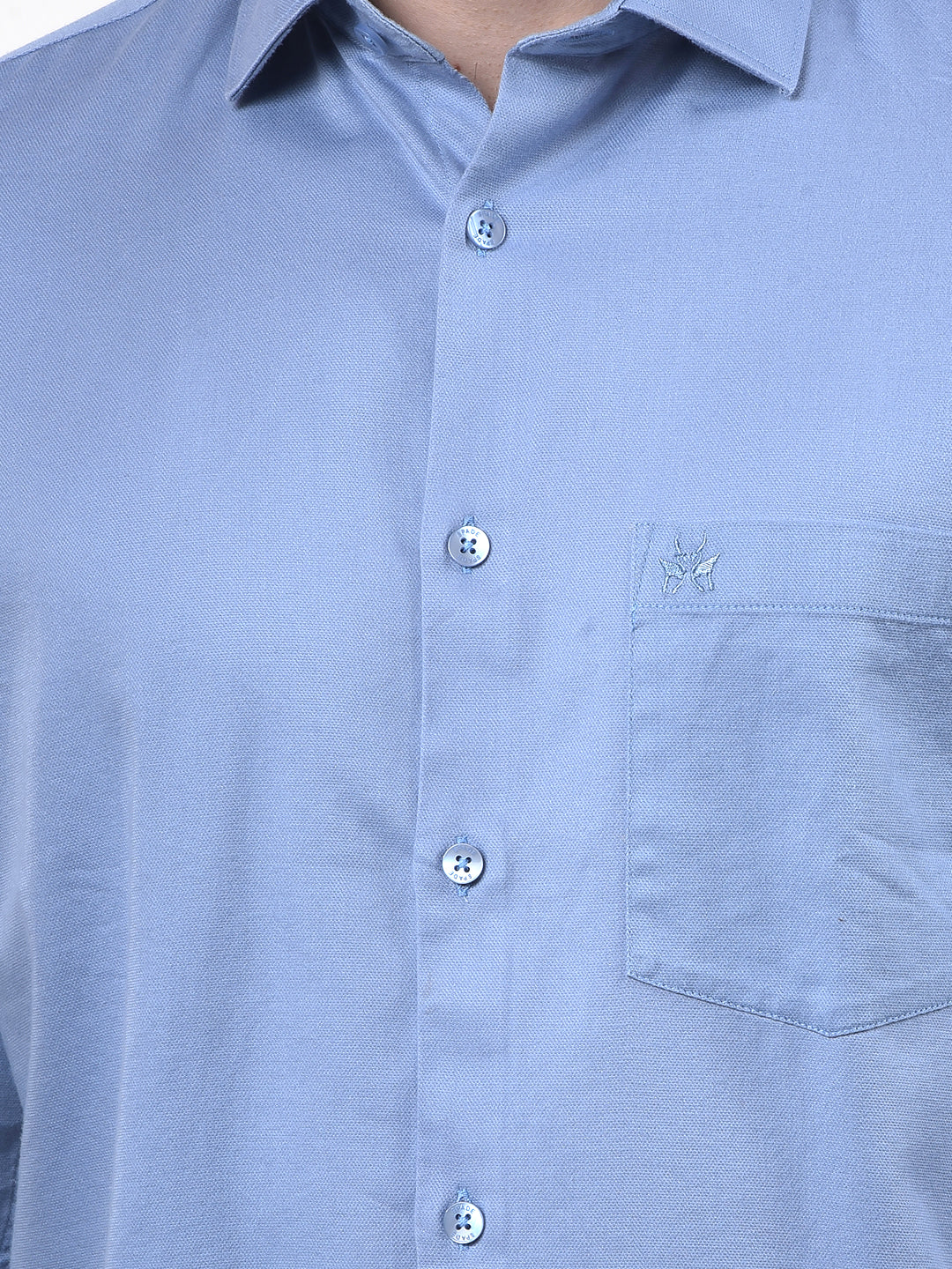 Steel Blue Blended Slim Fit Shirt