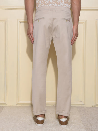 Beige Printed Trousers