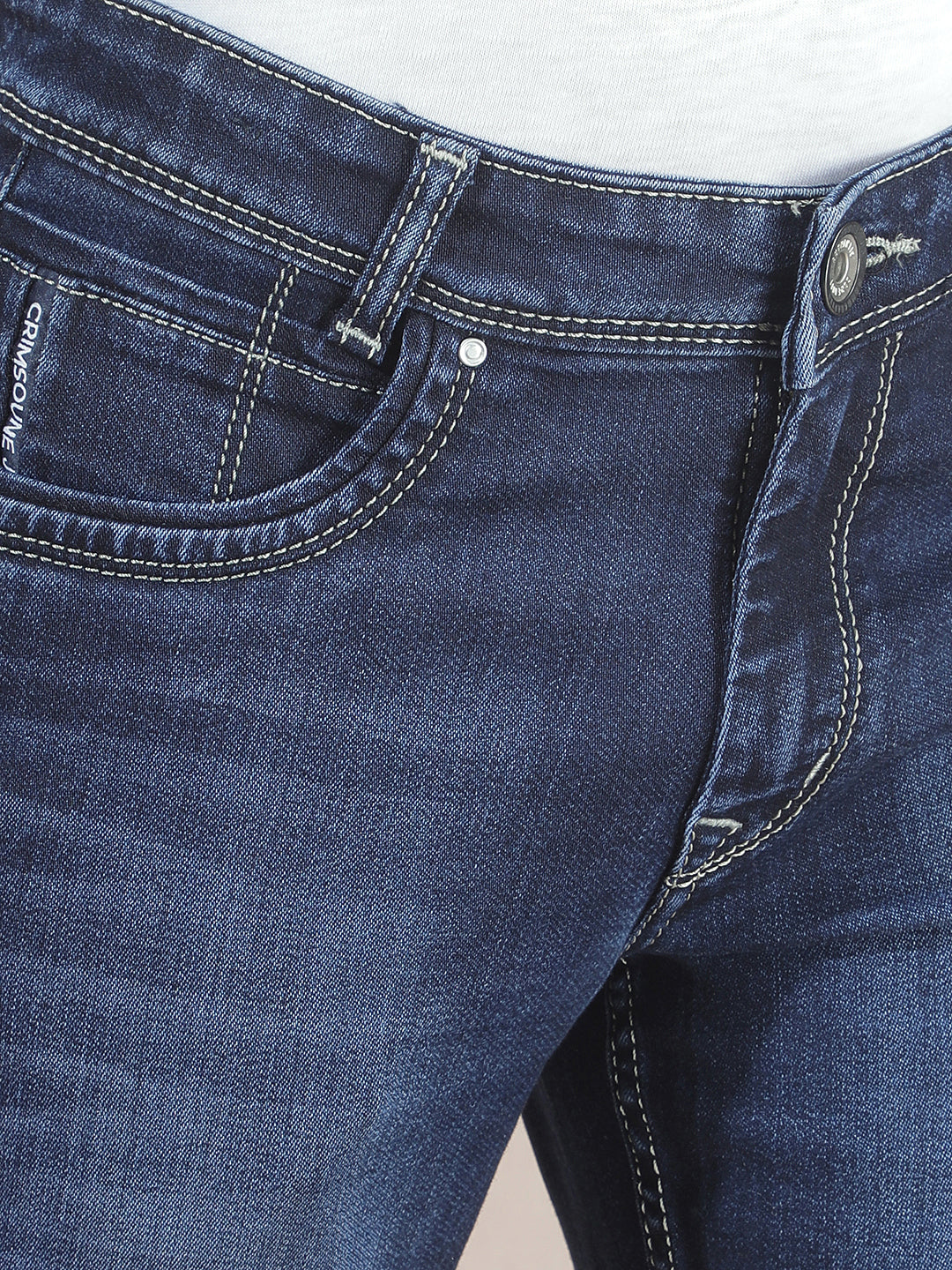 Edgy Dark Wash Navy Blue Jeans