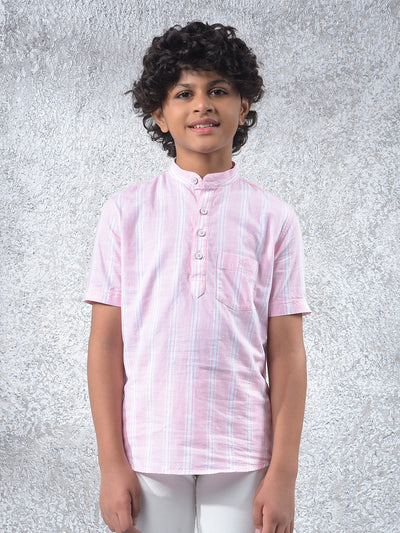 Pink Vertical Stripes 100% Cotton Shirt-Boys Shirts-Crimsoune Club