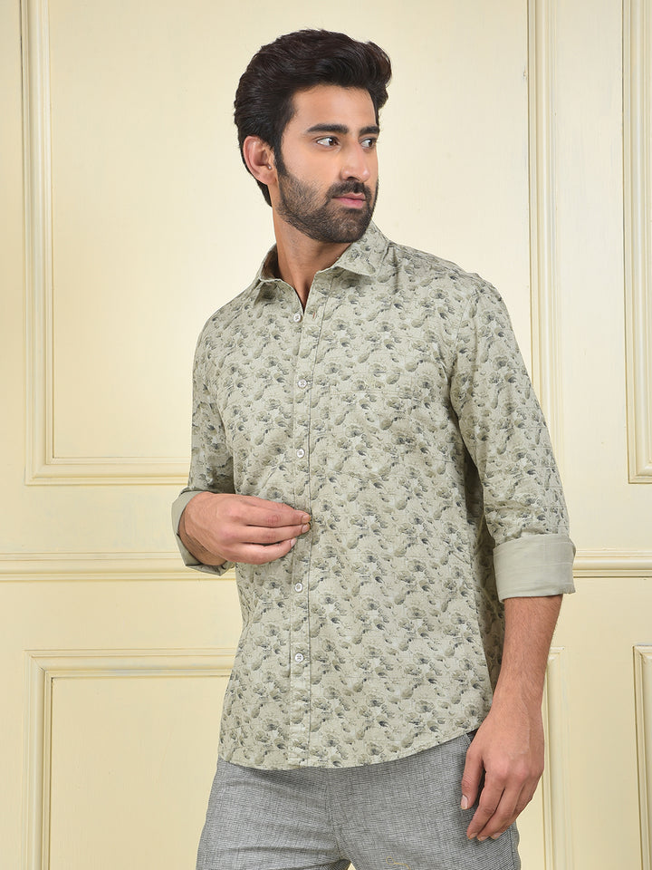 Bold Edge Olive Floral Print Shirt