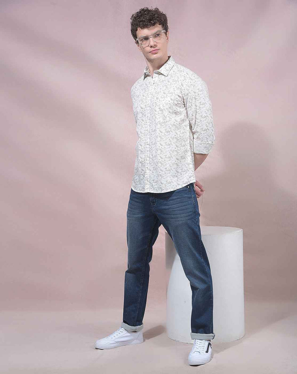 Soft White Botanical Print Shirt