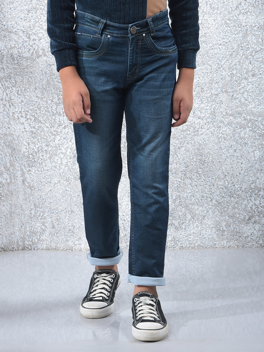Stylish Tapered Fit Blue Jeans