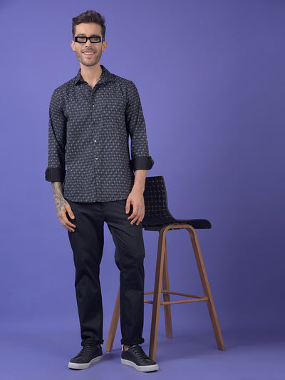 Navy Blue Printed Shirt