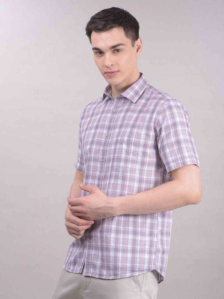 Purple Checked 100% Cotton Shirt