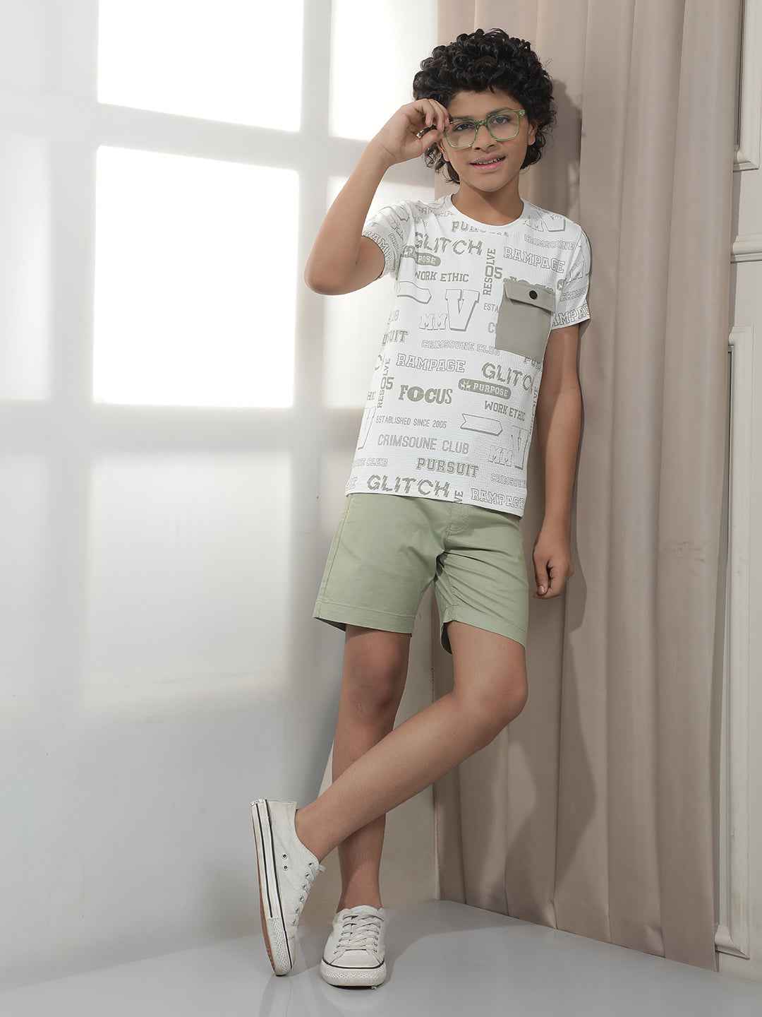 Olive Typographic Printed T-Shirt