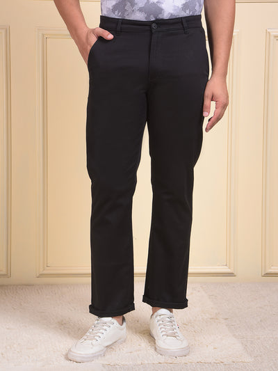 Noir Black Straight Trousers