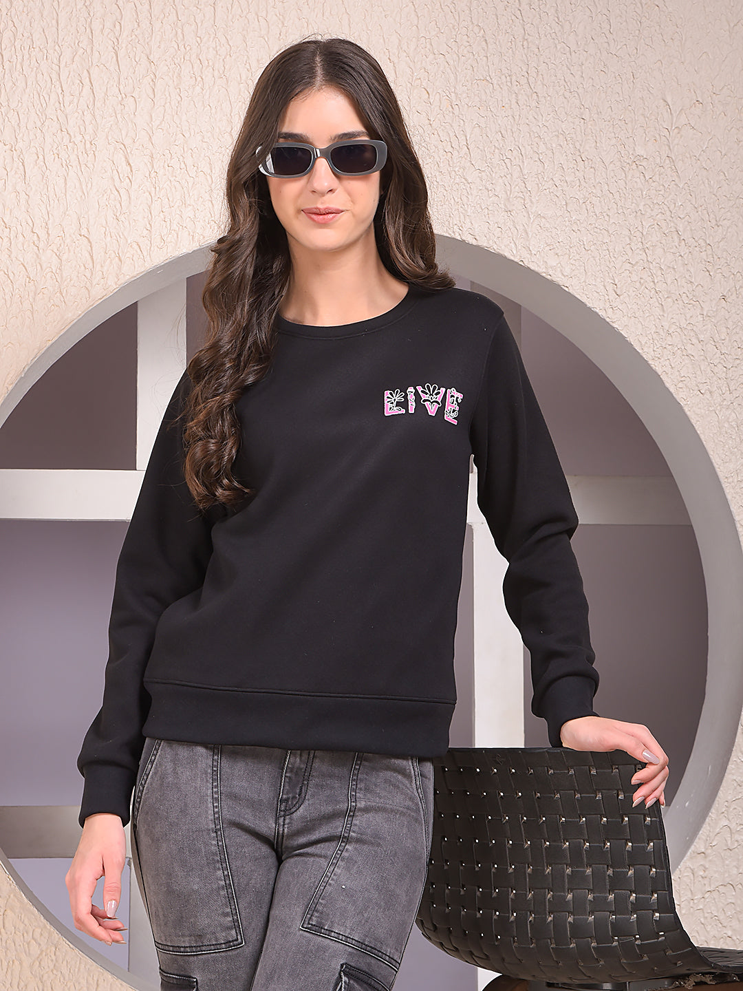 Black Graphic Print Sweatshirt