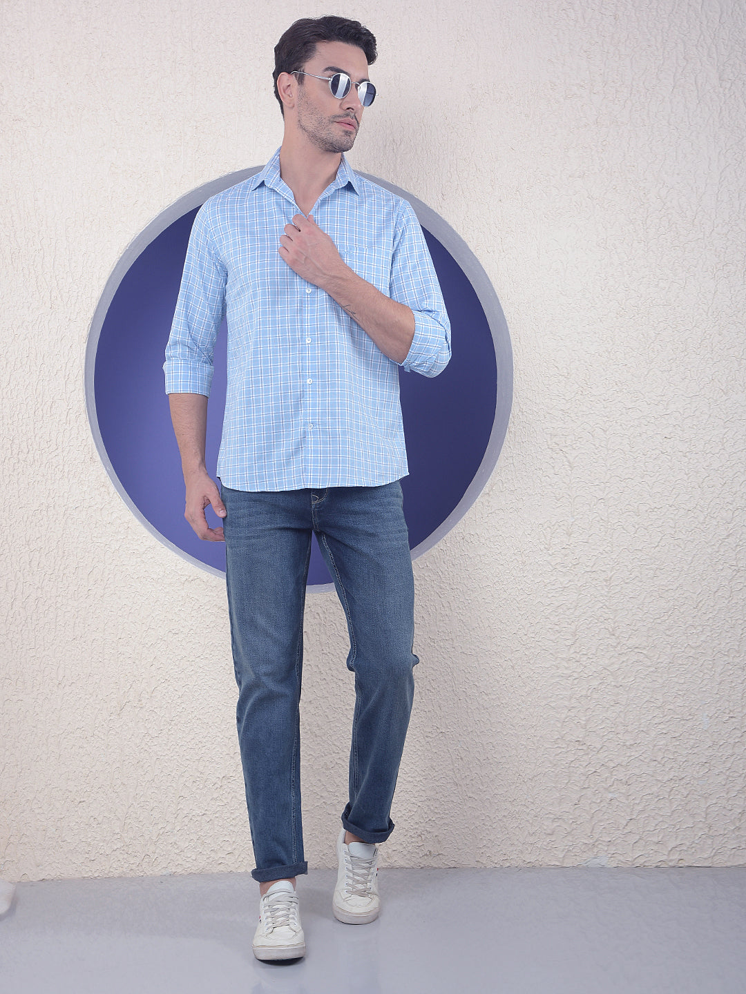 Blue Checked 100% Cotton Shirt