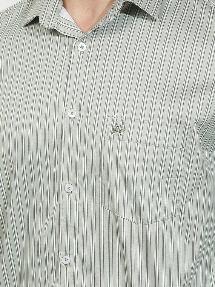 Green Vertical Stripes Shirt