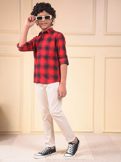 Red Checked 100% Cotton Shirt