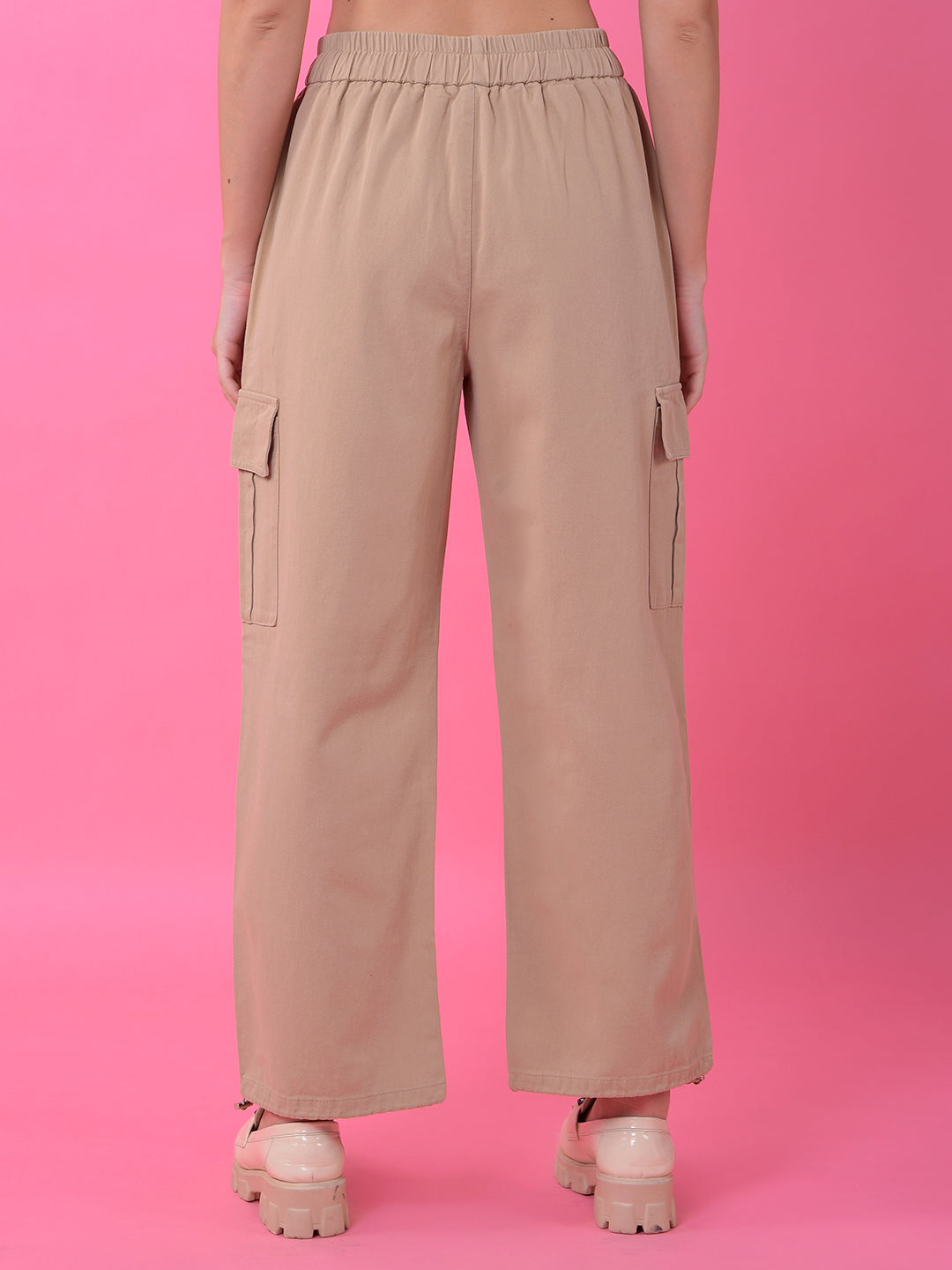 Beige Loose Fit Cargo Trousers