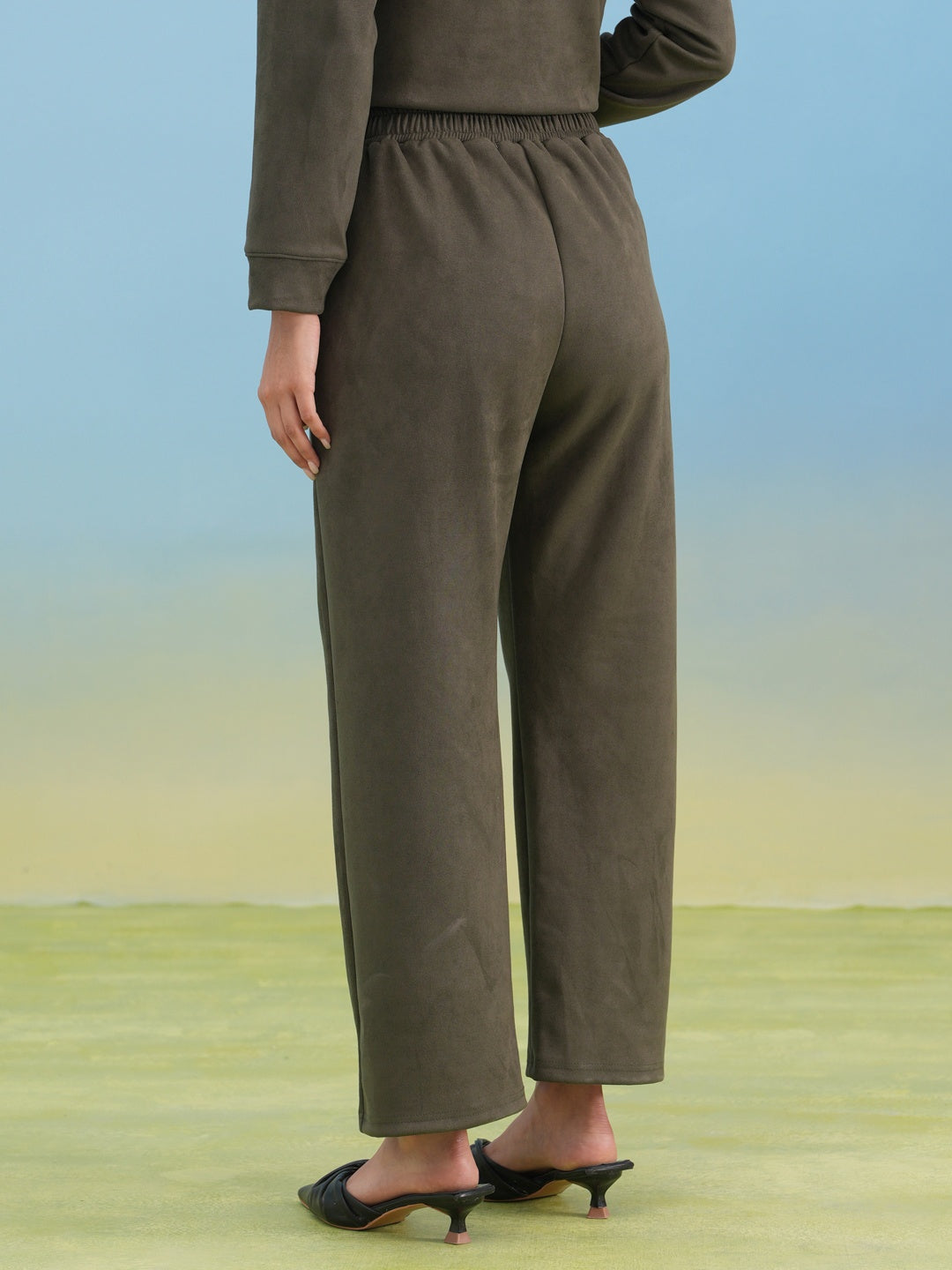 Olive Straight Winter Trousers