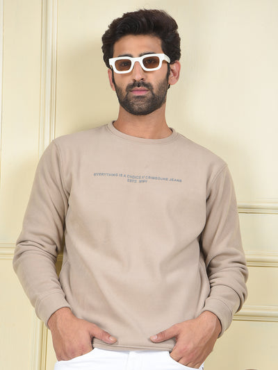 Beige Typographic Print Sweatshirt