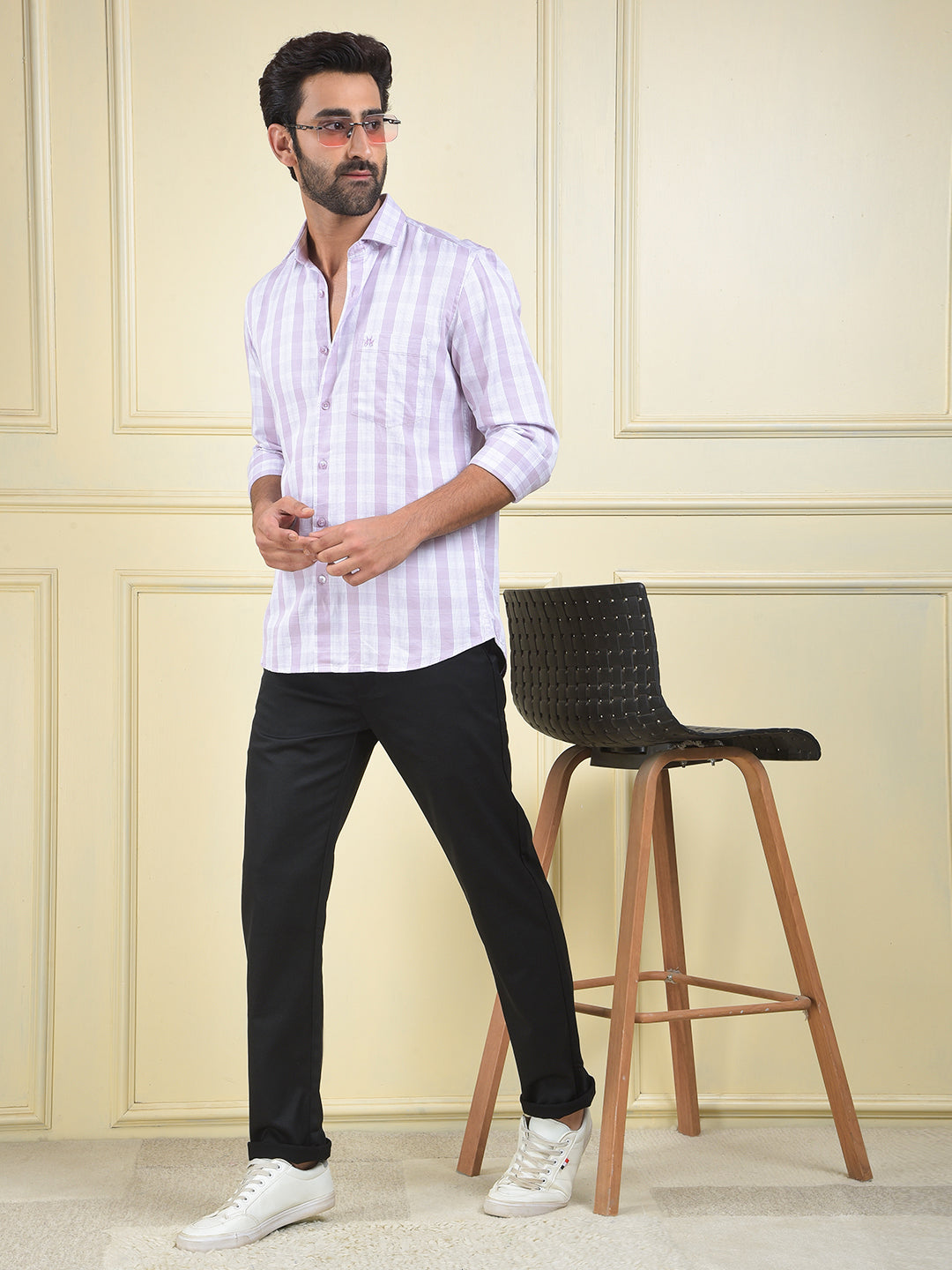 Noble Wear Purple Checked Shirt