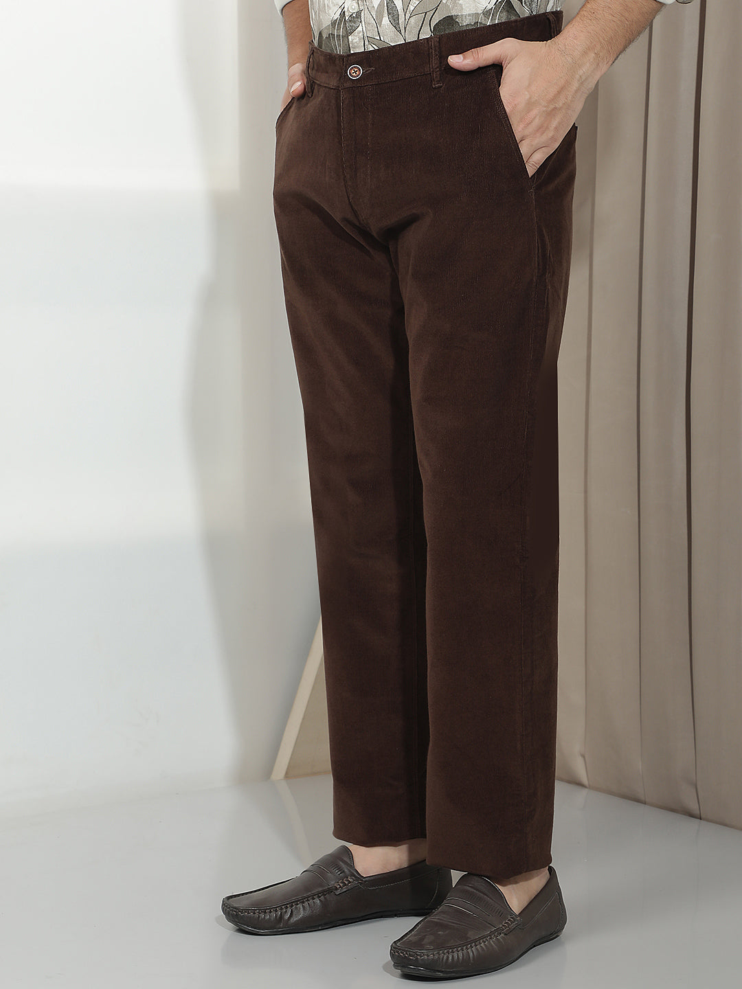 Brown Straight Corduroy Trousers