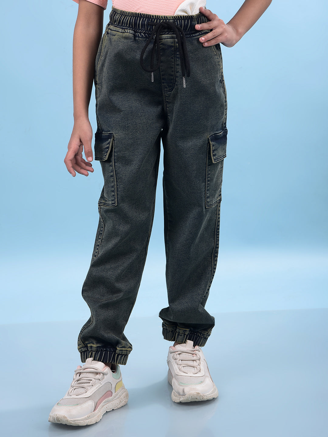 Blue Wide-Leg High-Waist Jeans-Girls Jeans-Crimsoune Club