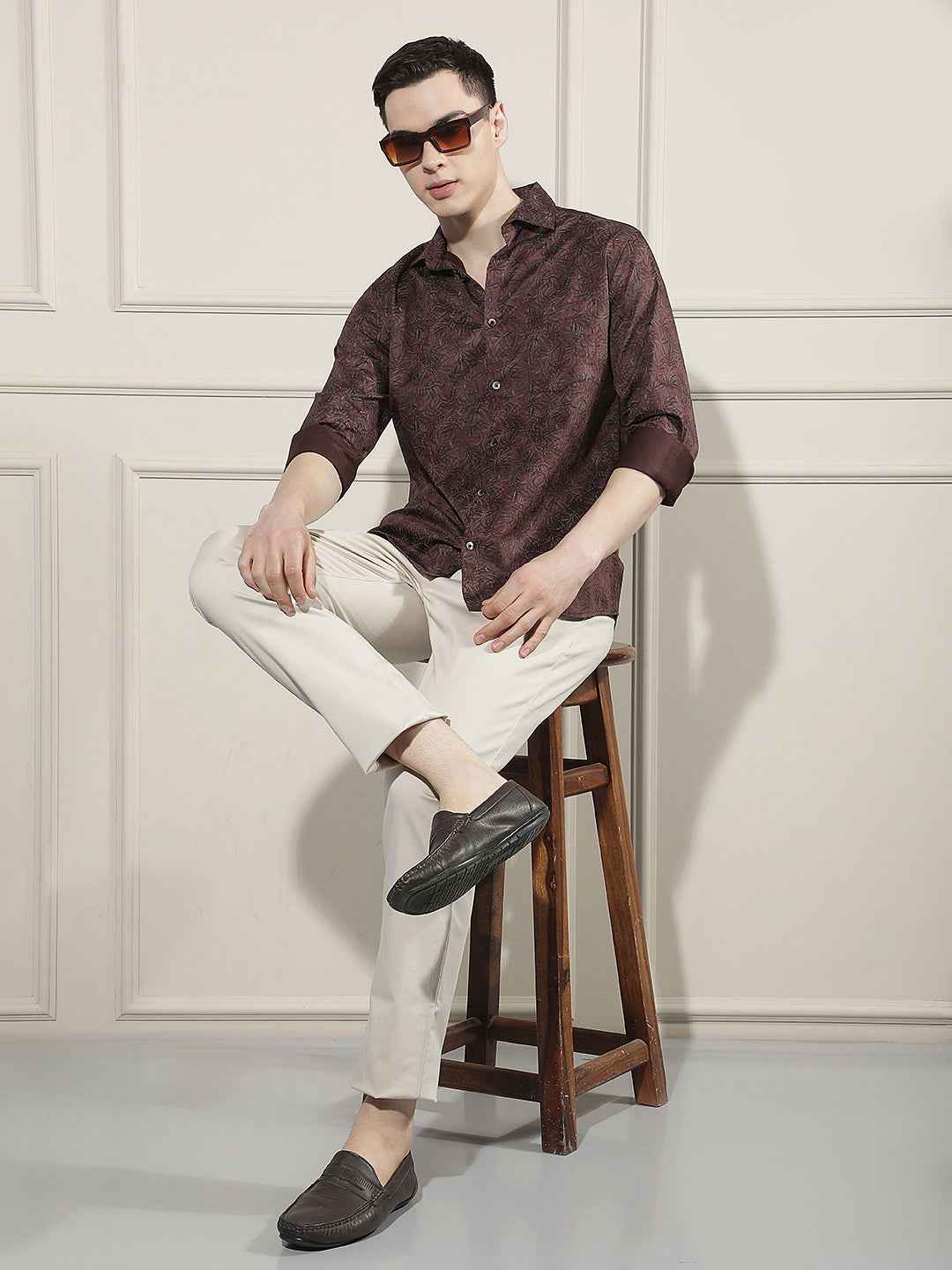 Beige Dobby Trousers