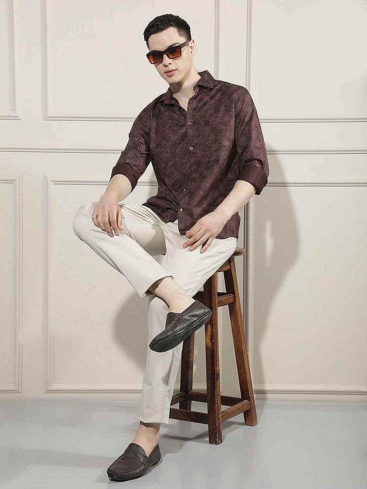 Beige Dobby Trousers