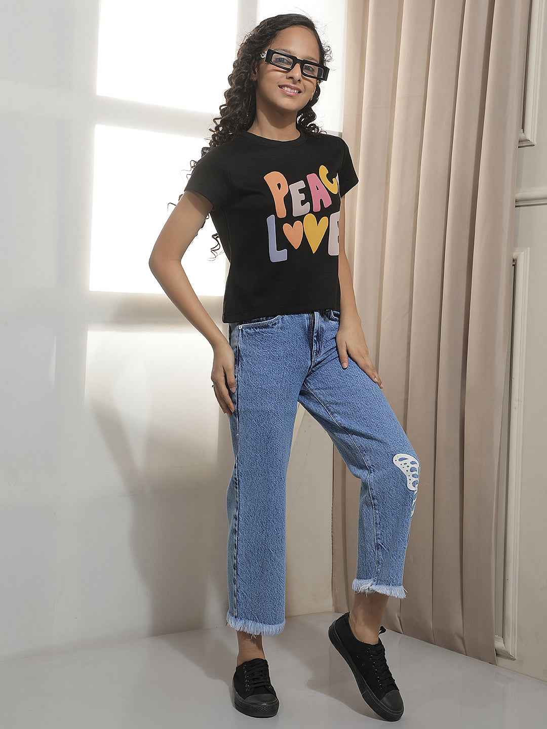 Black Typographic Print T-Shirt