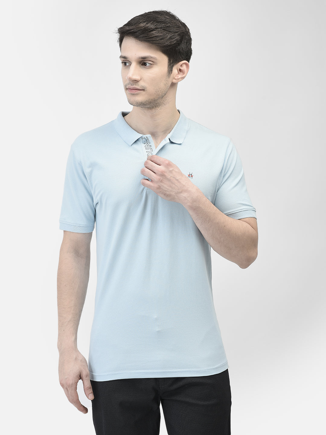 Blue Polo Neck T-Shirt