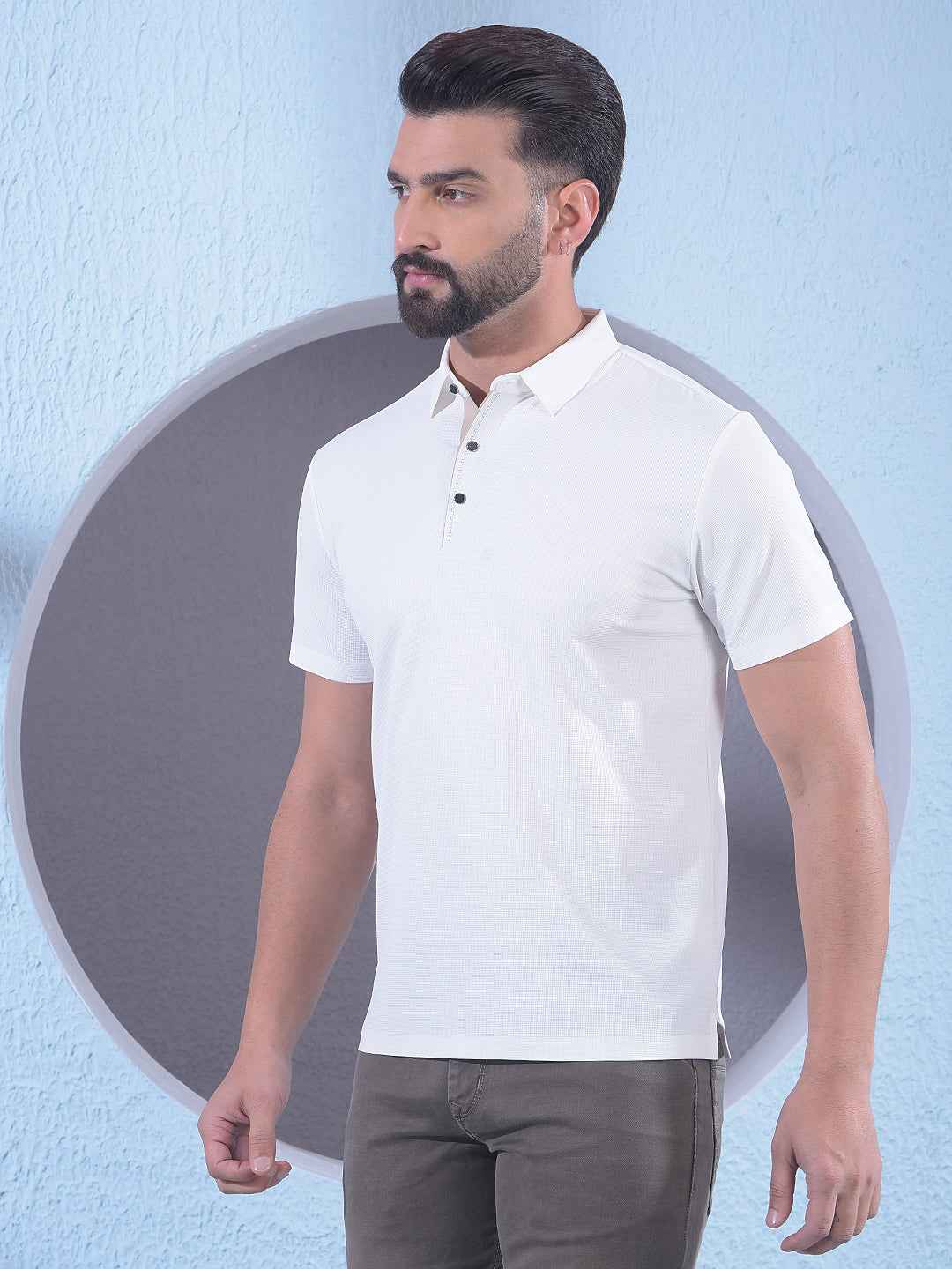 White Polo Neck T-Shirt
