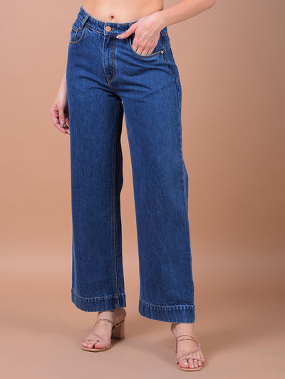 Blue Wide Leg 100% Cotton Jeans