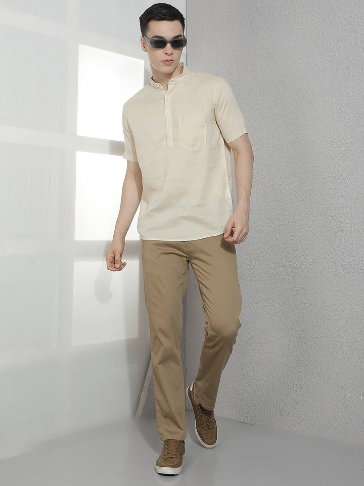 Natural Beige Linen Kurta