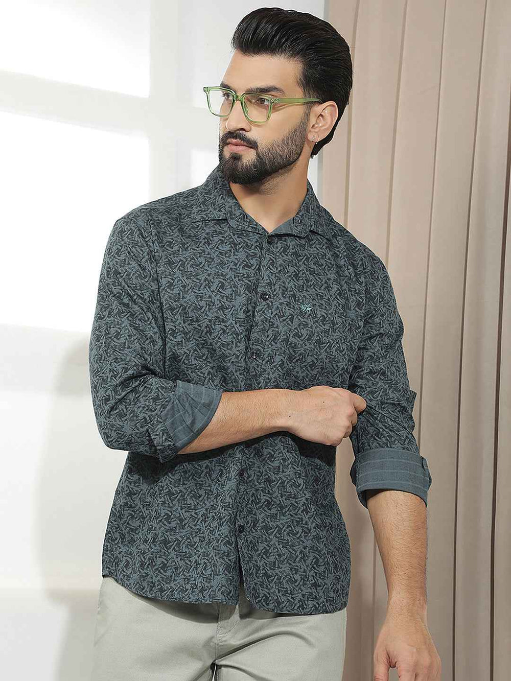 Green Abstract Print Shirt