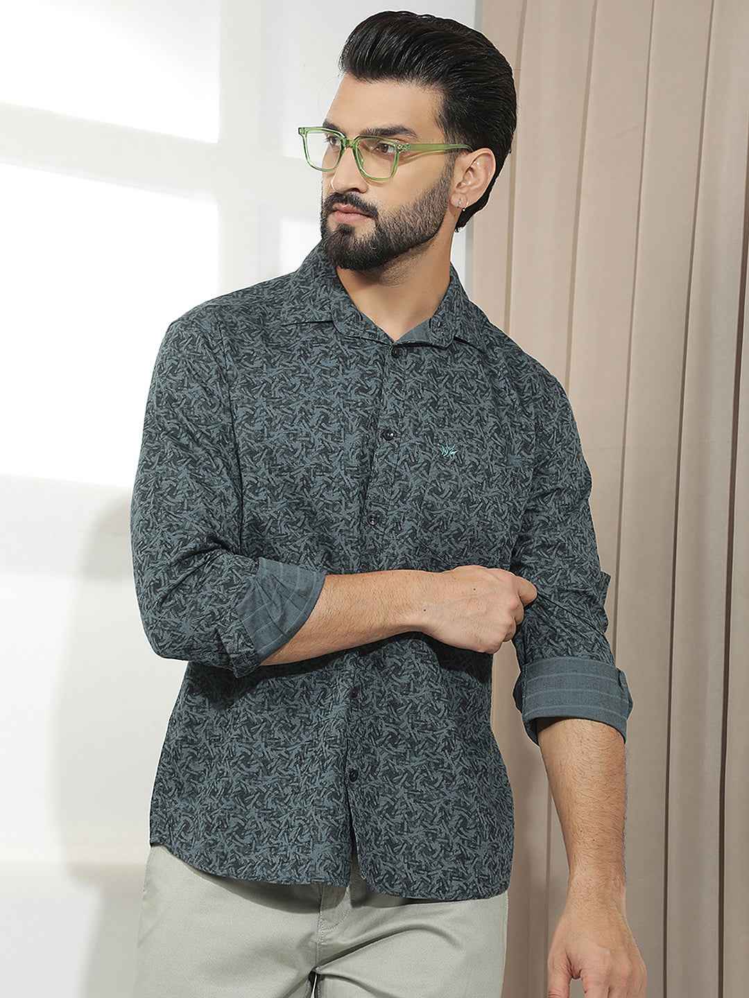 Green Abstract Print Shirt