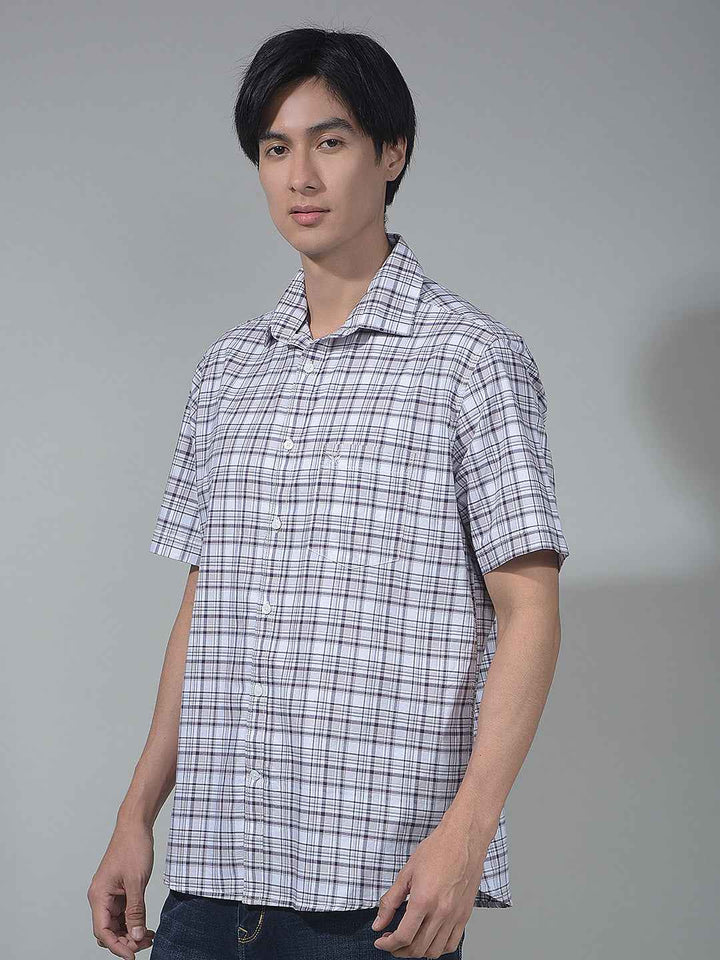 Wine Checked 100% Cotton Shirt