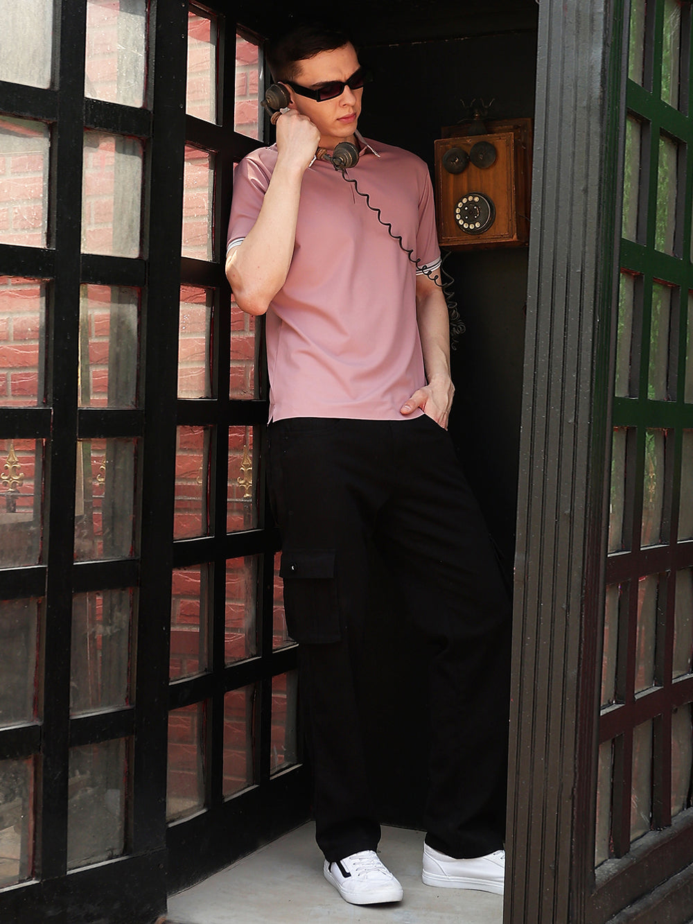 Pink Polo Neck T-Shirt
