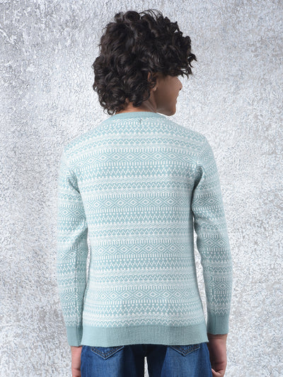 Modern Mist Blue Printed Sweater
