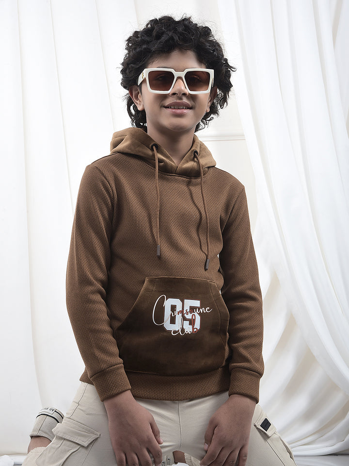 Brown Hooded Neck Sweatshirt