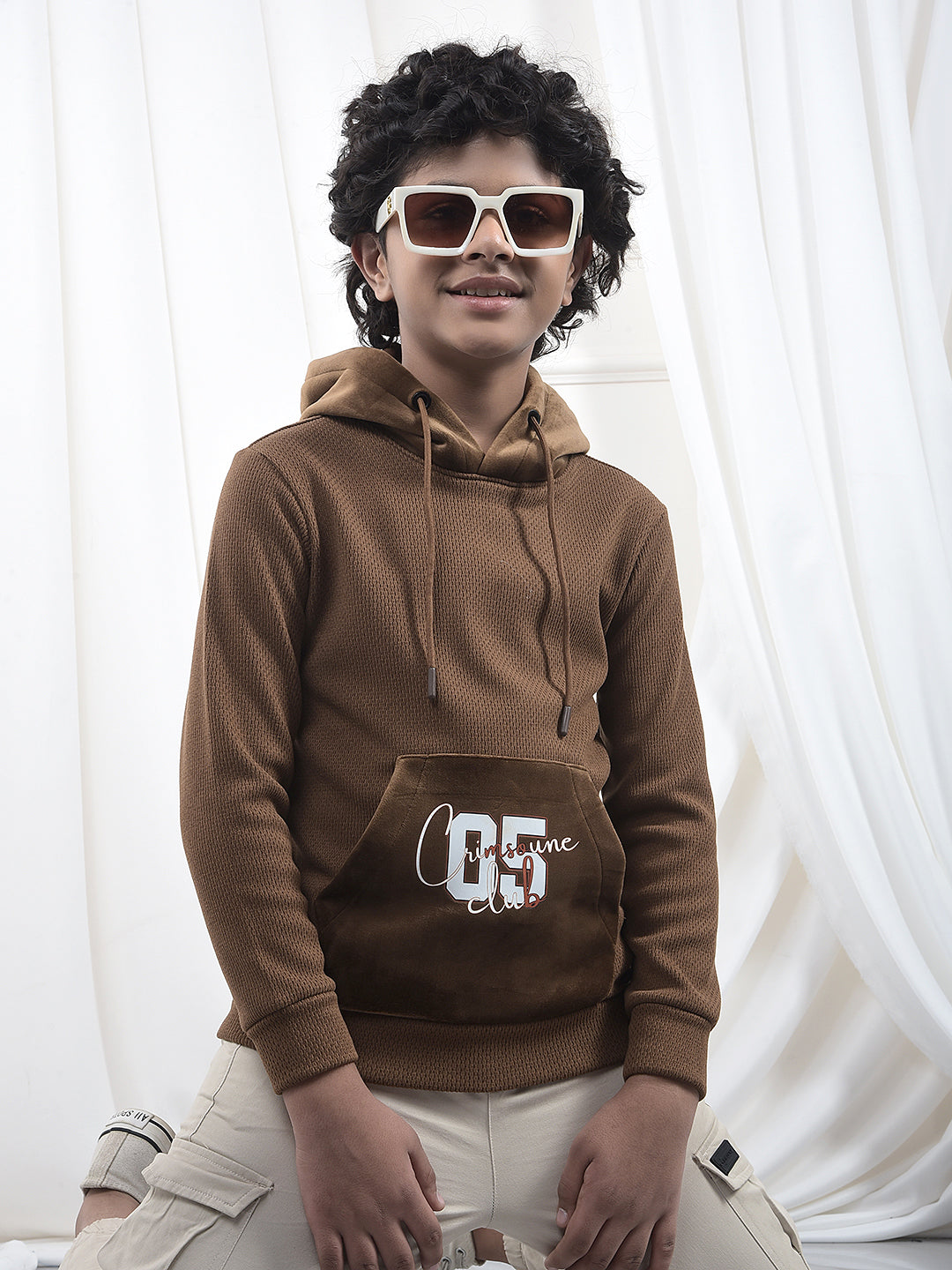 Brown Hooded Neck Sweatshirt