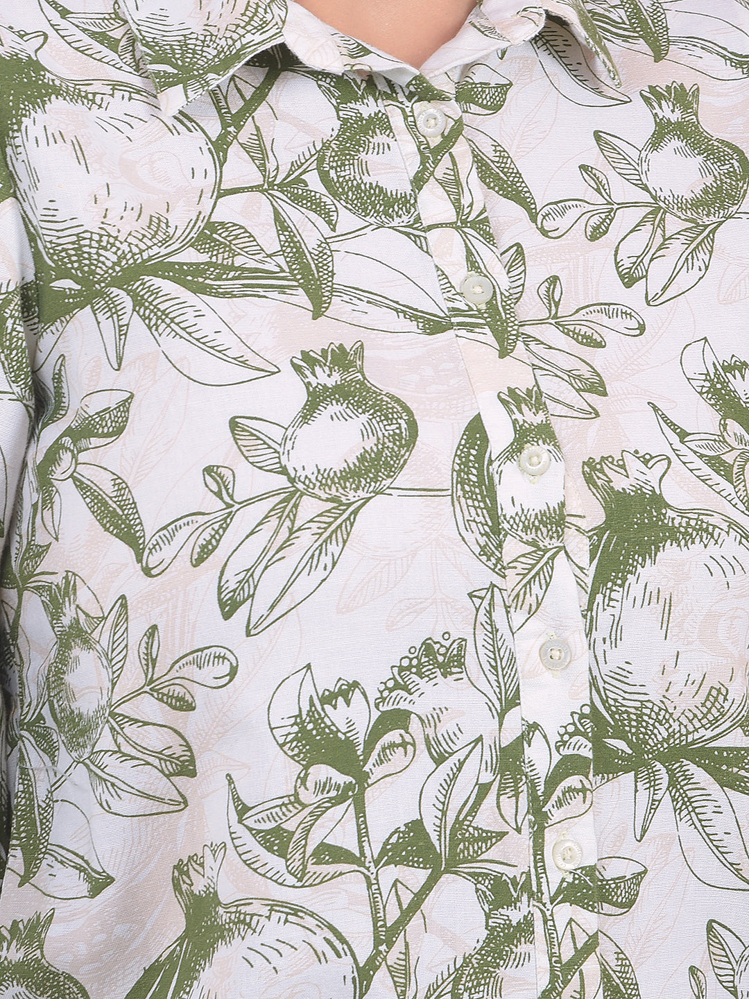 Printed Linen Green Shirt