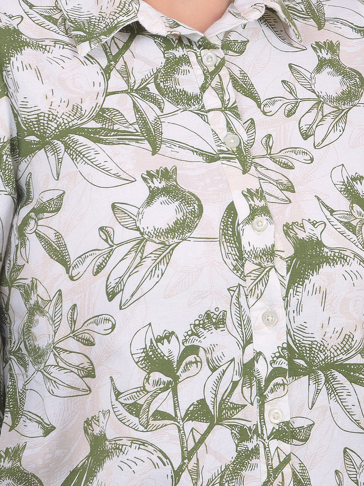 Printed Linen Green Shirt