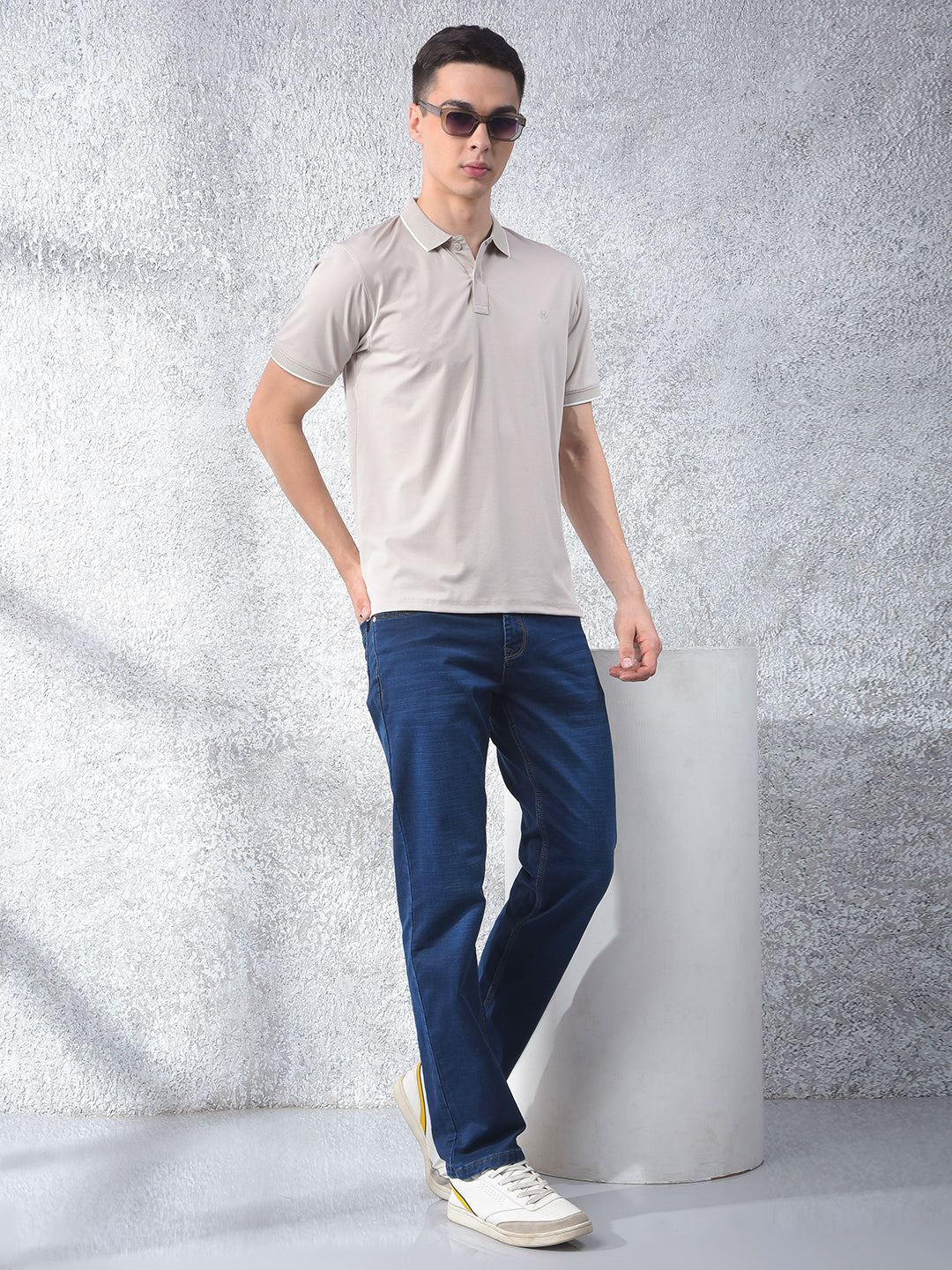 Beige Polo-Neck T-Shirt