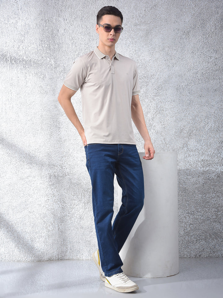 Beige Polo-Neck T-Shirt