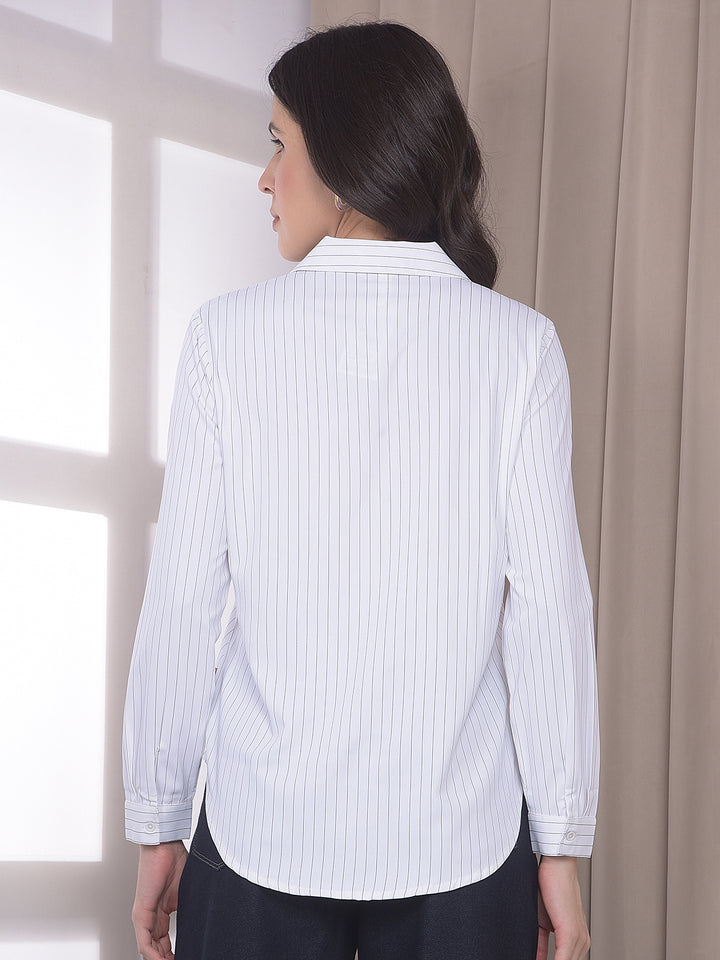 White Vertical Stripes Shirt